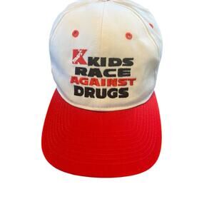 Vintage 1997 Kmart Kids Race Against Drugs Red & White Snapback Trucker Cap